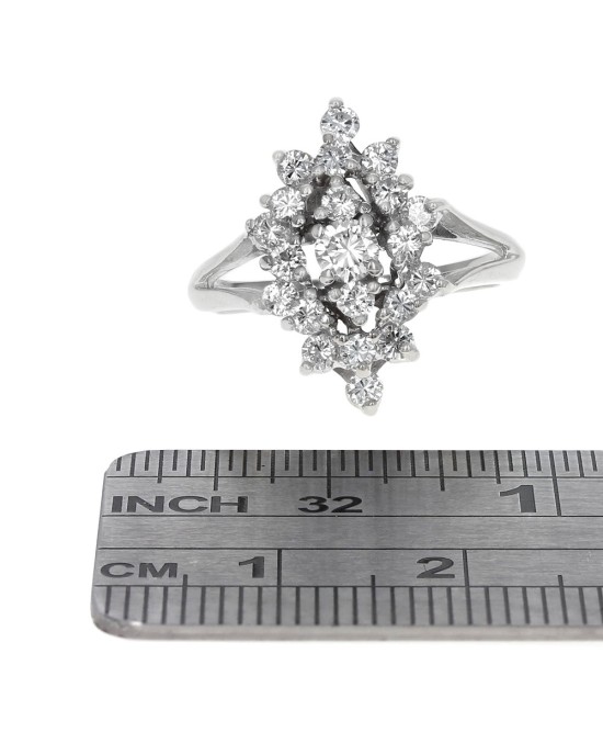 Diamond Marquise Shaped Cluster Ring in White Gold